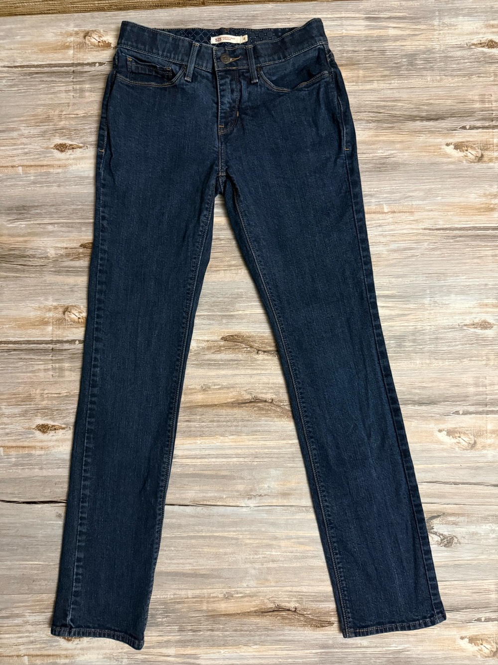 Levi's 525 Perfect Waist Straight Jeans Women’s 4 Dark Blue Mid Rise Stretch